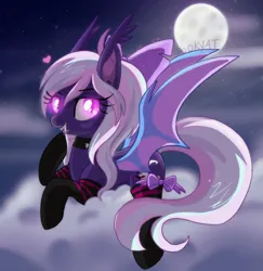 Size: 2415x2480 | Tagged: safe, artist:spookyle, derpibooru import, oc, oc:hollow mist, unofficial characters only, bat pony, undead, vampire, vampony, clothes, cloud, dhampir, fangs, image, night, png, sexy, socks, solo