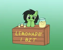 Size: 1333x1066 | Tagged: safe, artist:craftycirclepony, derpibooru import, oc, oc:anonfilly, unofficial characters only, earth pony, pony, cute, female, filly, foal, glass, gradient background, happy, image, juice, lemonade, lemonade stand, looking at you, pitcher, png, smiling, solo