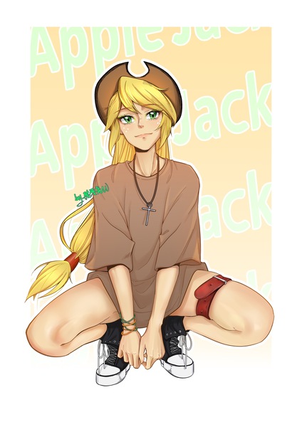 Size: 2894x4093 | Tagged: safe, artist:lingyaoqiuyuegaona, derpibooru import, applejack, human, g4, human coloration, humanized, image, jpeg