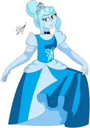 Size: 1280x1823 | Tagged: safe, artist:denisseguadiana, derpibooru import, oc, oc:jemimasparkle, unofficial characters only, human, equestria girls, g4, choker, cinderella, clothes, curtsey, cute, dress, evening gloves, female, gloves, gown, grin, image, jewelry, jpeg, long gloves, ocbetes, poofy shoulders, smiling, solo, tiara