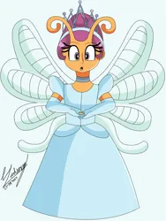 Size: 1280x1701 | Tagged: safe, artist:denisseguadiana, derpibooru import, scootaloo, breezie, fairy, human, equestria girls, g4, breeziefied, choker, cinderella, clothes, dress, evening gloves, female, gloves, gown, hada, image, jewelry, jpeg, long gloves, poofy shoulders, solo, species swap, surprised, tiara