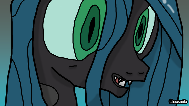 Size: 1920x1080 | Tagged: safe, artist:chaosmilo, derpibooru import, queen chrysalis, changeling, changeling queen, a canterlot wedding, g4, female, gradient background, green eyes, image, png, solo