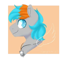 Size: 3000x3000 | Tagged: safe, artist:fannytastical, derpibooru import, oc, oc:shade flash, unofficial characters only, pegasus, pony, colored, commission, dog tags, eyebrows, eyebrows visible through hair, facing left, image, male, male oc, pegasus oc, png, side view, solo, stallion, stallion oc, two toned mane, wings