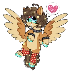 Size: 2000x2100 | Tagged: safe, artist:pink-pone, derpibooru import, oc, pegasus, pony, bracelet, choker, clothes, colored wings, female, image, leg warmers, mare, png, solo, spiked choker, spiked wristband, two toned wings, wings, wristband