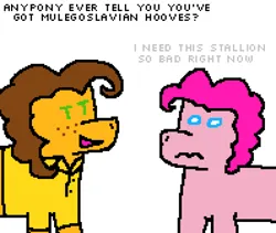 Size: 1990x1680 | Tagged: safe, derpibooru import, cheese sandwich, pinkie pie, earth pony, pony, bedroom eyes, cheesepie, digital art, female, flirting, freckles, image, male, pixel art, png, shipping, simple background, song reference, straight, voice actor joke, wanna b ur lovr, weird al yankovic, white background