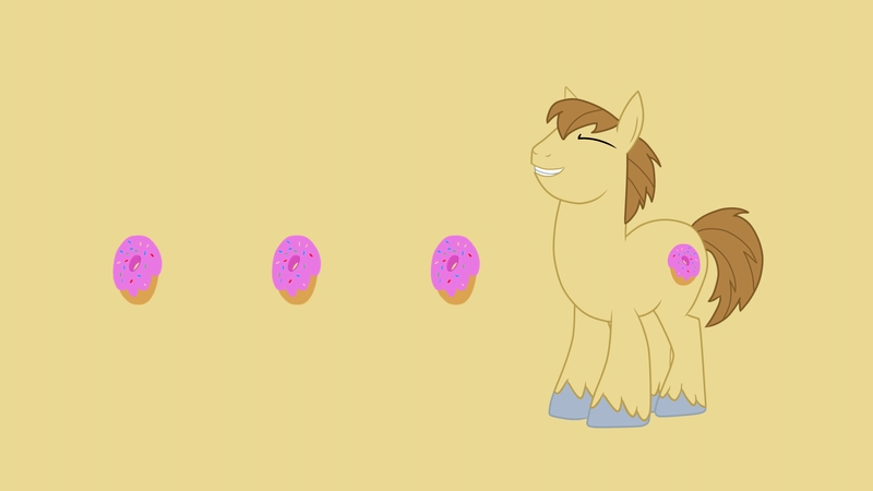 Size: 3840x2160 | Tagged: safe, derpibooru import, donut joe, pony, unicorn, derpibooru exclusive, donut, food, horn, image, jpeg, looking at you, male, smiling, smiling at you, solo, stallion, wallpaper