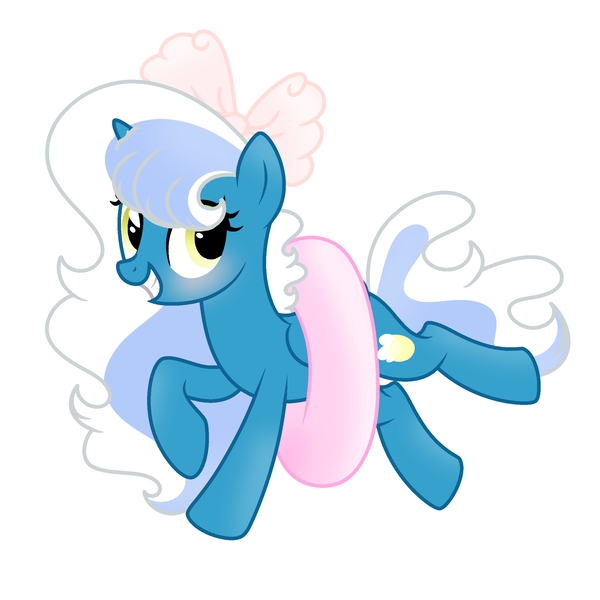 Size: 6890x6890 | Tagged: safe, artist:riofluttershy, derpibooru import, oc, oc:fleurbelle, unofficial characters only, alicorn, pony, alicorn oc, blushing, bow, female, hair bow, horn, image, inner tube, jpeg, mare, pink bow, pool toy, simple background, solo, tail, trotting, two toned hair, two toned mane, two toned tail, white background, wings, yellow eyes