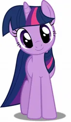 Size: 682x1170 | Tagged: safe, derpibooru import, twilight sparkle, pony, unicorn, cute, happy, horn, image, jpeg, looking at you, simple background, smiling, smiling at you, staring into your soul, unicorn twilight, white background