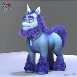 Size: 640x640 | Tagged: safe, artist:damon bard, boulder media, derpibooru import, alphabittle (g5), pony, unicorn, g5, my little pony: a new generation, 3d, big eyebrows, blind, concept art, gem, hasbro, horn, image, jpeg, logo, male, netflix, netflix logo, solo, stallion, unshorn fetlocks, what could have been