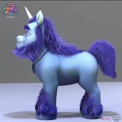 Size: 640x640 | Tagged: safe, artist:damon bard, boulder media, derpibooru import, alphabittle (g5), pony, unicorn, g5, my little pony: a new generation, 3d, big eyebrows, blind, concept art, gem, hasbro, horn, image, jpeg, logo, male, netflix, netflix logo, solo, stallion, unshorn fetlocks, what could have been