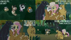 Size: 2000x1125 | Tagged: safe, derpibooru import, edit, edited screencap, editor:quoterific, screencap, doctor caballeron, fluttershy, big cat, cat, cheetah, lynx, panther, daring doubt, g4, image, png