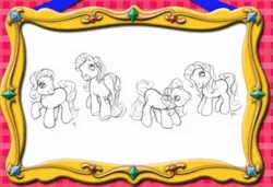 Size: 430x294 | Tagged: artist needed, safe, derpibooru import, official, earth pony, pony, g3, concept art, female, image, jpeg, mare, poses, raised hoof, sketch, sketch dump