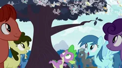 Size: 1280x720 | Tagged: safe, derpibooru import, screencap, blue october, blueberry muffin, doctor whooves, dusky grape, meadow song, spike, time turner, unnamed character, unnamed pony, breezie, dragon, earth pony, pegasus, pony, g4, it ain't easy being breezies, alternate cutie mark, bottlecap (g4), female, image, male, mare, png, stallion