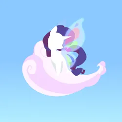 Size: 1800x1800 | Tagged: safe, artist:meteor s, derpibooru import, rarity, pony, unicorn, g4, artificial wings, augmented, cloud, gossamer wings, horn, image, magic, magic wings, no face, on a cloud, png, red little book source, sky, solo, standing on a cloud, wings