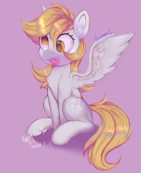 Size: 1048x1290 | Tagged: safe, artist:meteor s, derpibooru import, derpy hooves, pegasus, pony, g4, image, png, red little book source, solo, spread wings, tongue out, wings