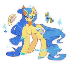 Size: 2048x1775 | Tagged: safe, artist:emoboy130, derpibooru import, lemony gem, pony, unicorn, g4, brush, diamond earring, ear piercing, earring, female, hoof polish, horn, image, jewelry, mare, not lemon hearts, piercing, png, simple background, toy reference, white background