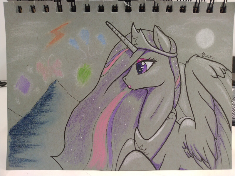 Size: 2217x1662 | Tagged: safe, artist:edgarkingmaker, derpibooru import, twilight sparkle, twilight sparkle (alicorn), alicorn, colored pencil drawing, image, jpeg, traditional art, whore lips