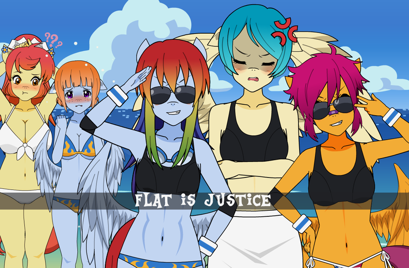 Size: 1158x758 | Tagged: suggestive, artist:shitsandgiggles, derpibooru import, aunt holiday, auntie lofty, rainbow dash, scootaloo, windy whistles, anthro, earth pony, pegasus, beach, bikini, breasts, busty aunt holiday, busty windy whistles, clothes, delicious flat chest, flat is justice, hip wings, image, png, ponytail, rainbow flat, selfie, snapchat, sports bra, sunglasses, swimsuit, towel