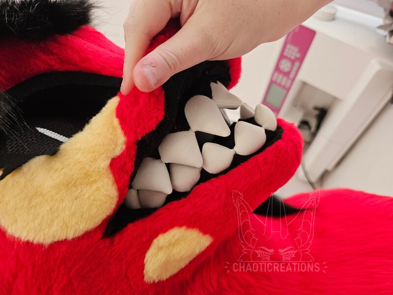 Size: 2048x1536 | Tagged: safe, artist:chaoticreation, derpibooru import, oc, oc:glitch, human, unicorn, fursuit, fursuit head, gritted teeth, hand, horn, image, irl, irl human, jpeg, photo, ponysuit, sewing machine, teeth