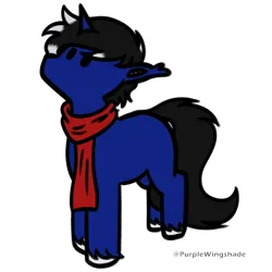 Size: 3000x3000 | Tagged: safe, artist:purplewingshade, derpibooru import, oc, oc:night reader, unofficial characters only, bat pony, hybrid, unicorn, bat pony oc, bat wings, clothes, horn, hybrid oc, image, png, scarf, simple background, solo, tiny, transparent background, unicorn oc, wings