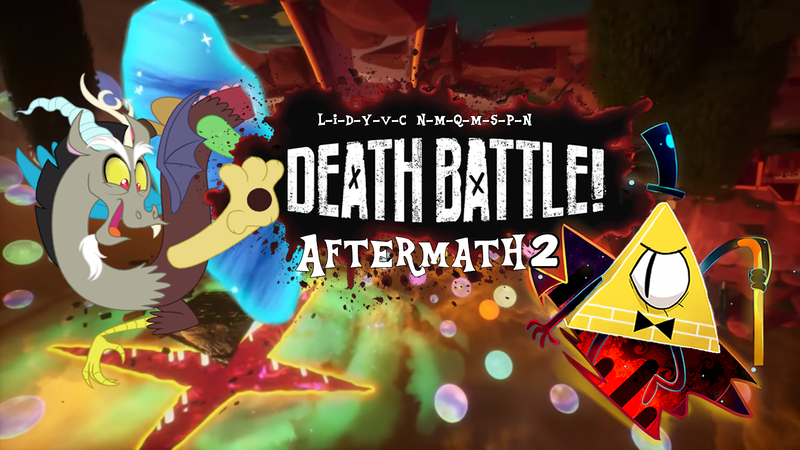 Size: 1366x768 | Tagged: safe, derpibooru import, discord, draconequus, fanfic:full friendship's magic, bill cipher, canterlot, chaos, crossover, death battle, death battle!: discord vs bill cipher, exploitable meme, gravity falls, image, meme, png