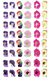 Size: 2544x3864 | Tagged: safe, artist:mh-verse, derpibooru import, applejack, fluttershy, pinkie pie, rainbow dash, rarity, twilight sparkle, human, g4, applejack's hat, base, blushing, bust, clothes, cowboy hat, dark skin, diversity, female, freckles, free to use, hat, humanized, image, mane six, png, shirt, simple background, t-shirt, transparent background