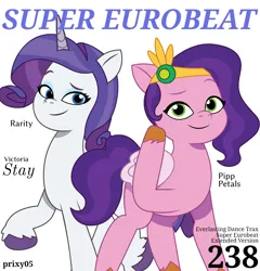 Size: 1194x1242 | Tagged: safe, artist:edy_january, artist:prixy05, derpibooru import, editor:edy_january, pipp petals, rarity, victoria, pegasus, pony, unicorn, g4, g5, my little pony: tell your tale, '90s, album, album cover, duo, duo female, eurobeat, eurobeat brony, female, g4 to g5, generation leap, horn, image, initial d, music, pipp and her heroine, png, simple background, song, soundtrack, stay (song), vector used, vocal, white background