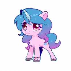 Size: 1000x1000 | Tagged: safe, artist:叶玹, derpibooru import, izzy moonbow, pony, unicorn, g5, cute, female, horn, image, izzybetes, jpeg, simple background, smol, solo, solo female, white background