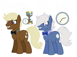 Size: 1032x774 | Tagged: safe, artist:meghan12345, derpibooru import, ponified, earth pony, pony, g4, battle for dream island, bowtie, clock (battle for dream island), cutie mark, image, male, necktie, png, simple background, smiling, stallion, transparent background