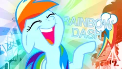 Size: 900x507 | Tagged: safe, artist:dabuxian, derpibooru import, rainbow dash, pegasus, pony, g4, female, image, jpeg, laughing, mare, wallpaper