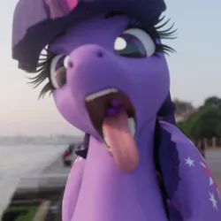 Size: 1920x1920 | Tagged: suggestive, artist:dragonmaw02, derpibooru import, twilight sparkle, pony, 3d, blurry, close-up, image, inside mouth, mawshot, micro, open mouth, png, tongue out, twipred, vore