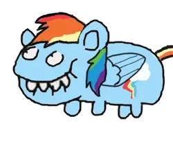 Size: 359x298 | Tagged: safe, artist:umsx, derpibooru import, edit, edited screencap, screencap, rainbow dash, nidorino, pegasus, pony, image, png, pokémon, shitposting, solo, swiggity swooty, teeth, vinesauce, vinesauce joel, wings