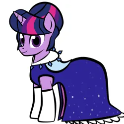 Size: 800x800 | Tagged: safe, artist:lunascastle, derpibooru import, twilight sparkle, twilight sparkle (alicorn), alicorn, pony, alternate hairstyle, ballgown, clothes, cute, dress, evening gloves, female, gloves, gown, image, long gloves, mare, png, smiling, solo, twiabetes