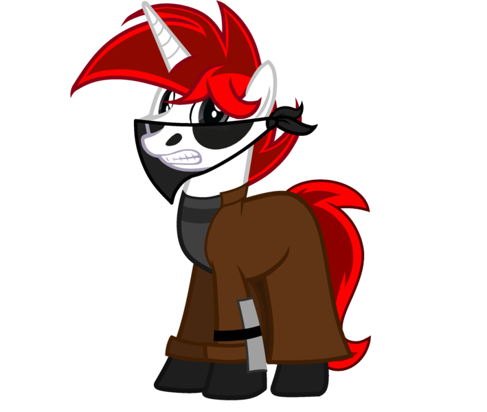 Size: 2600x2200 | Tagged: safe, artist:ngthanhphong, derpibooru import, oc, oc:atlas, pony, unicorn, bandana, body armor, clothes, coat, commission, horn, image, male, png, stallion