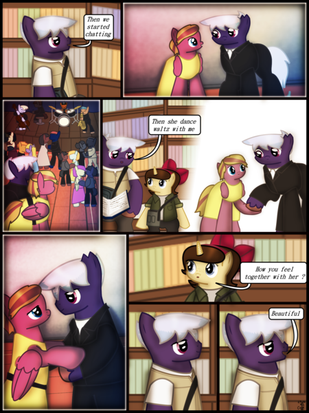 Size: 1750x2333 | Tagged: safe, artist:99999999000, derpibooru import, oc, oc:firearm king, oc:mar baolin, unofficial characters only, earth pony, unicorn, comic:affection, comic, dancing, horn, image, png