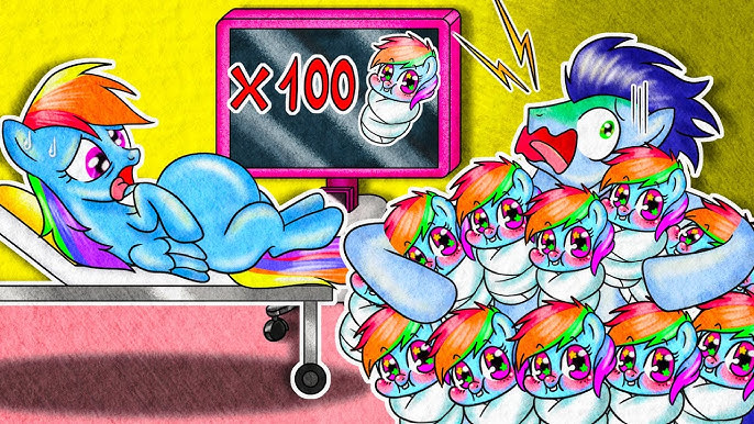 Size: 686x386 | Tagged: safe, artist:annie channel, derpibooru import, rainbow dash, soarin', oc, pegasus, pony, baby, bed, bucktooth, hospital, hospital bed, image, jpeg, missing cutie mark, monitor, offspring, panic, parent:rainbow dash, parent:soarin', parents:soarindash, pregnant, screaming, sweat, sweatdrop, tongue out, weird source, weird youtube kids video, why, wtf, youtube link, youtube thumbnail, youtube video