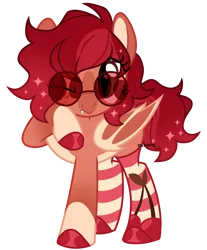 Size: 2331x2811 | Tagged: safe, artist:dilfistic, derpibooru import, oc, oc:cherry pop, unofficial characters only, bat pony, pony, base used, clothes, female, image, mare, png, simple background, socks, solo, striped socks, sunglasses, transparent background