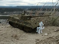 Size: 1032x774 | Tagged: safe, artist:dingopatagonico, derpibooru import, double diamond, earth pony, e-50, image, jpeg, photo, solo, tank (vehicle), toy