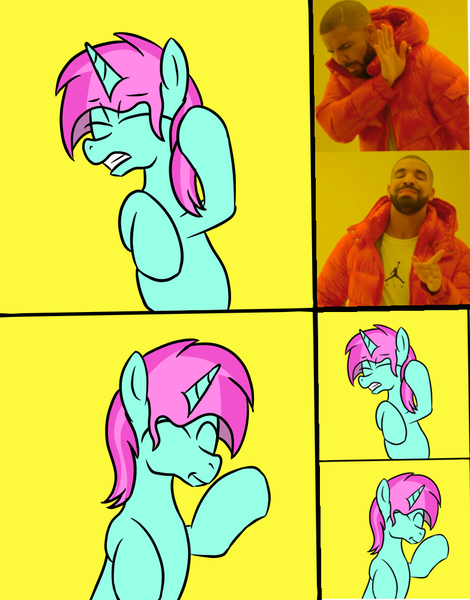 Size: 783x1000 | Tagged: safe, artist:amateur-draw, derpibooru import, oc, oc:belle boue, ponified, unofficial characters only, pony, unicorn, cringing, exploitable meme, eyes closed, horn, hotline bling, image, male, meme, meme edit, memeception, op is a duck, op is drunk, png, ponified meme, smiling, solo, stallion, unicorn oc