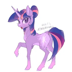 Size: 1800x1800 | Tagged: safe, artist:meteor s, derpibooru import, twilight sparkle, pony, unicorn, g4, female, horn, image, mare, open mouth, png, raised hoof, solo, unicorn twilight