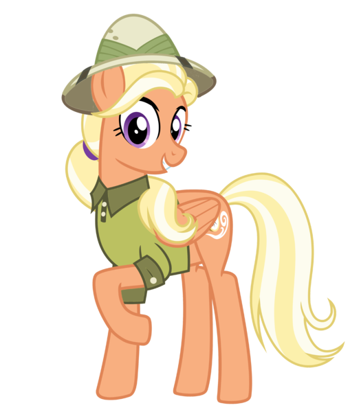 Size: 2800x3200 | Tagged: safe, artist:cheezedoodle96, derpibooru import, edit, mane allgood, pegasus, pony, g4, the last crusade, .svg available, clothes, daring do costume, female, hat, image, looking at you, mare, pith helmet, png, raised hoof, shirt, simple background, smiling, solo, transparent background, vector