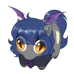 Size: 3514x3520 | Tagged: safe, artist:rrd-artist, derpibooru import, oc, oc:shadow bite, unofficial characters only, bat pony, pony, bat pony oc, bat wings, big eyes, clothes, commission, cute, ear fluff, ear piercing, earring, horn, image, jewelry, lying down, male, necktie, piercing, png, ponyloaf, prone, shirt, simple background, slit pupils, solo, spread wings, stallion, stare, transparent background, wings, ych result