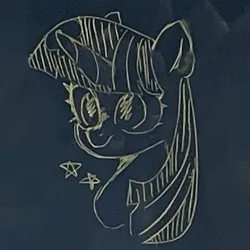 Size: 598x598 | Tagged: safe, artist:metaruscarlet, derpibooru import, twilight sparkle, pony, unicorn, g4, chalk drawing, chalkboard, horn, image, png, solo, stars, traditional art