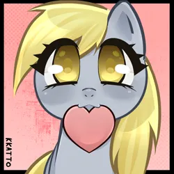 Size: 2000x2000 | Tagged: safe, artist:kk4tt0, derpibooru import, derpy hooves, pegasus, pony, cute, derpabetes, female, heart, high res, image, mare, mouth hold, png, underp