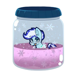 Size: 3508x3508 | Tagged: safe, artist:chiefywiffy, derpibooru import, oc, oc:snowy pop, unofficial characters only, pegasus, pony, image, jar, lewd container meme, male, pegasus oc, png, snow, snowflake, stallion, wings