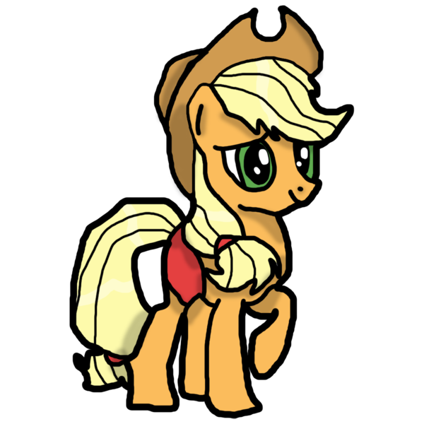 Size: 1024x1024 | Tagged: safe, artist:background_pon3, derpibooru import, applejack, earth pony, pony, g4, clothes, female, happy, hat, image, panties, pants, png, raised hoof, simple background, solo, transparent background, underwear