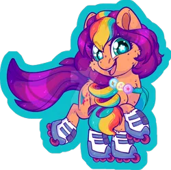 Size: 1600x1593 | Tagged: safe, artist:missbramblemele, derpibooru import, sunny starscout, pony, g5, image, png, roller skates, skates, solo