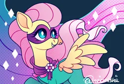 Size: 1110x756 | Tagged: safe, artist:neonishe, derpibooru import, fluttershy, saddle rager, pegasus, pony, g4, power ponies (episode), clothes, image, png, power ponies, solo