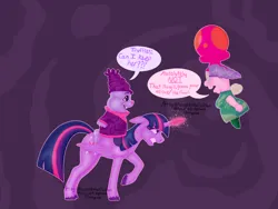 Size: 1414x1061 | Tagged: safe, artist:azira faerinx, derpibooru import, twilight sparkle, twilight sparkle (alicorn), alicorn, pony, g4, angry, chowder, floppy ears, group, image, joke, magic, meme, png, silly, tara strong