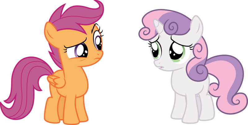 Size: 5914x3000 | Tagged: safe, artist:cloudy glow, derpibooru import, scootaloo, sweetie belle, pegasus, pony, unicorn, g4, duo, duo female, female, filly, foal, horn, image, png, simple background, transparent background, vector